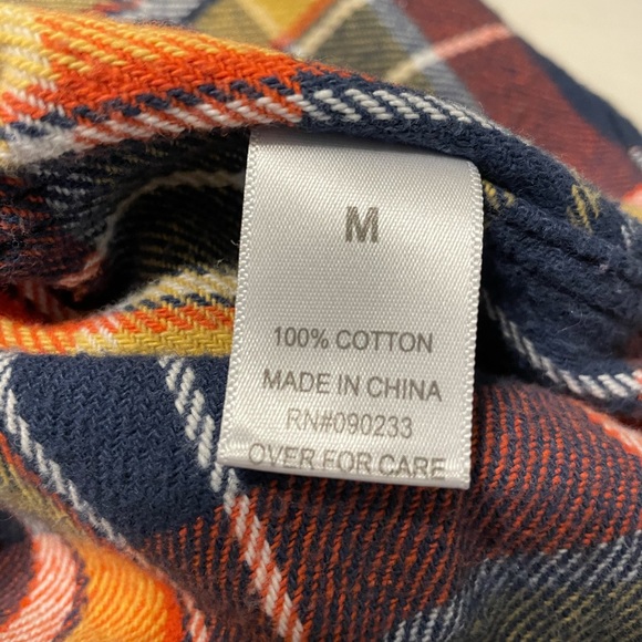 PacSun blue/yellow/red cotton flannel sz M - Picture 5 of 7